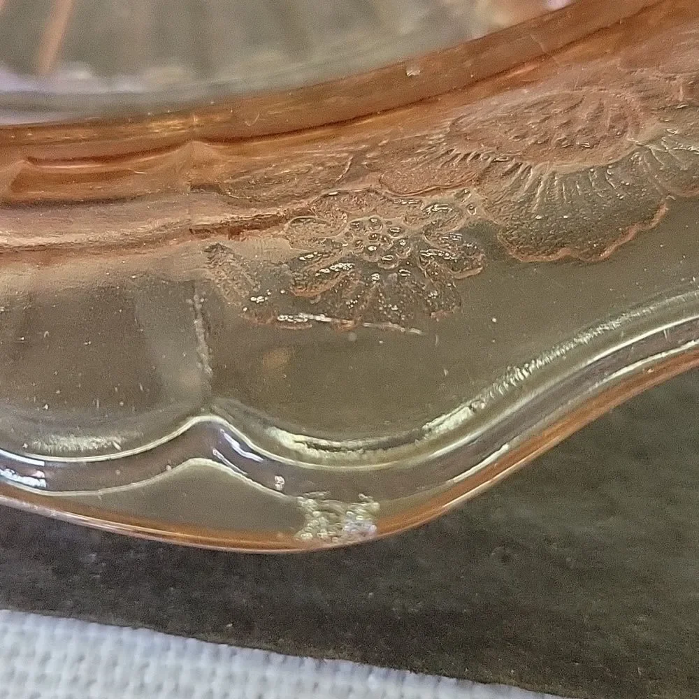 Mayfair Open‎ Rose Pink Depression Glass Divided Bowl 2-Handled 10”